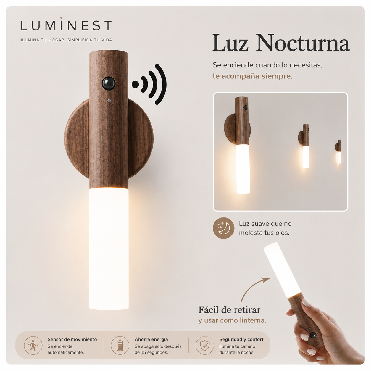 Lampara Nocturna Inteligente Con Sensor De Movimiento